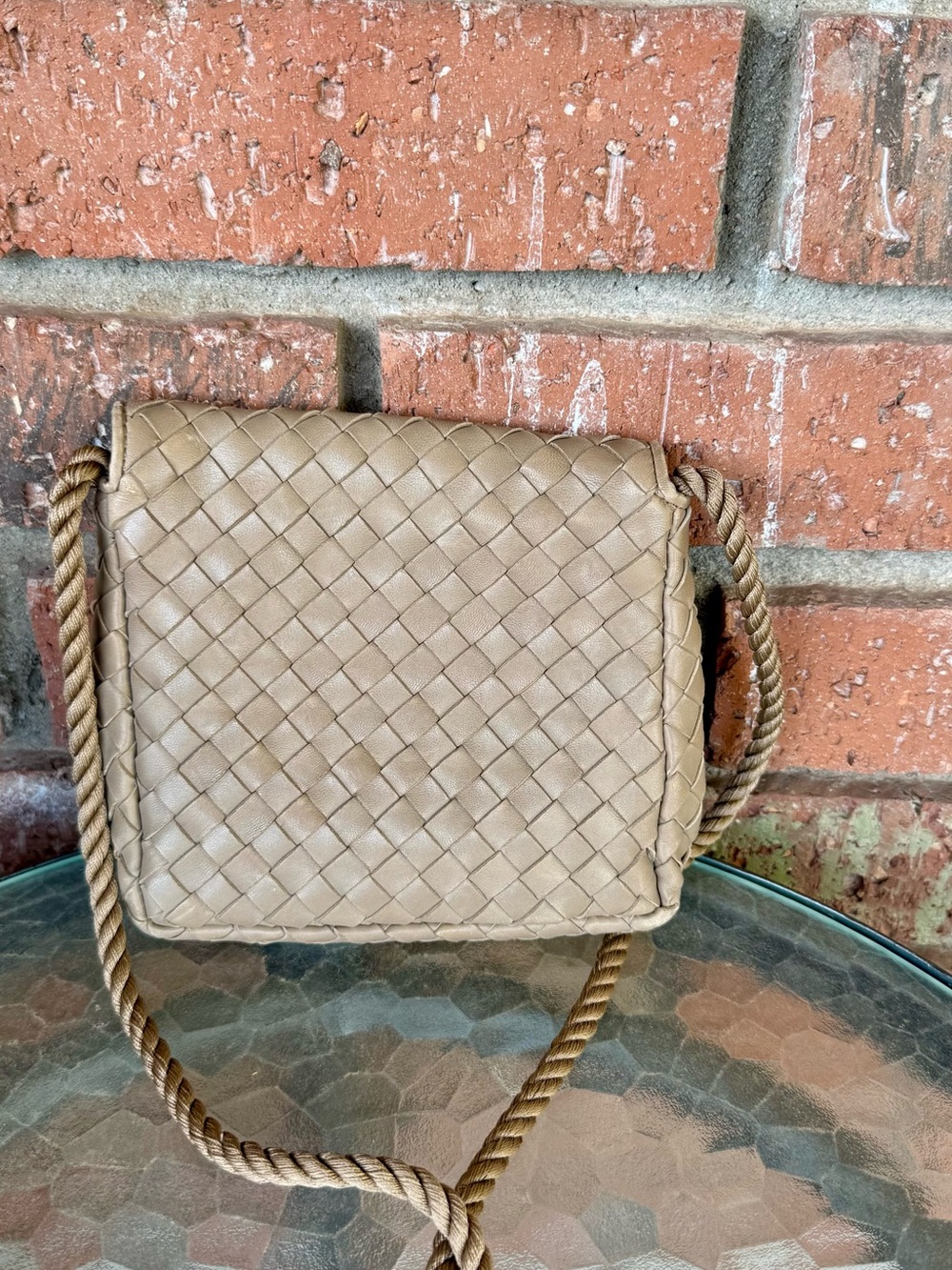 Woven Mini Crossbody Bag in Tan - Women Mini Bags